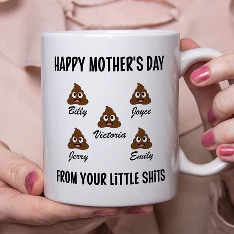 Taza personalizada con el nombre de familia con dibujos divertidos regalo día de madre
