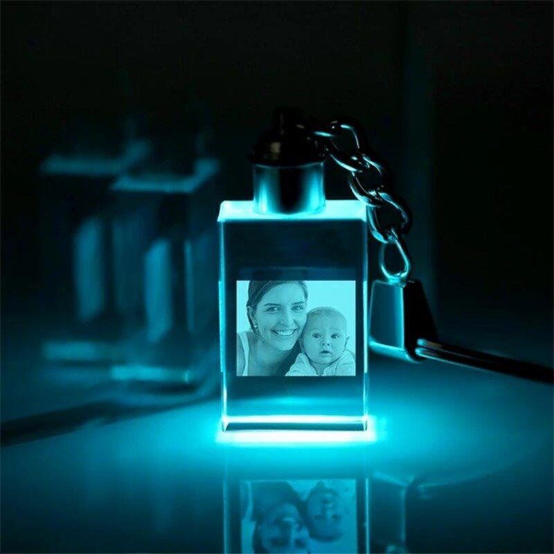 Llavero personalizado con foto en forma de rectángulo de cristal