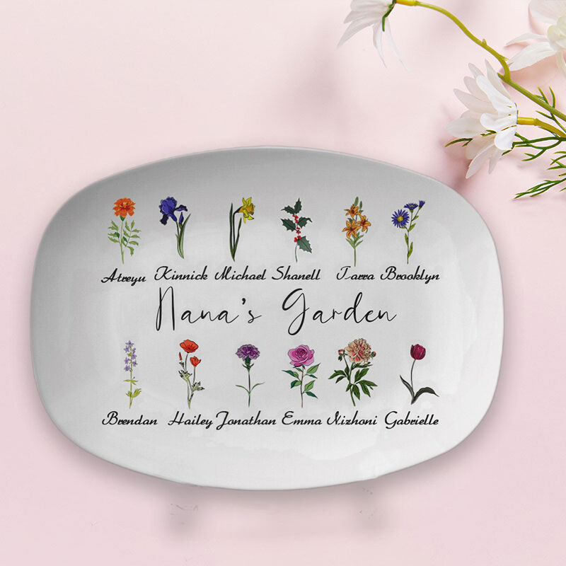 Personalized Birthflower And Name Plate Great Present for Birthday