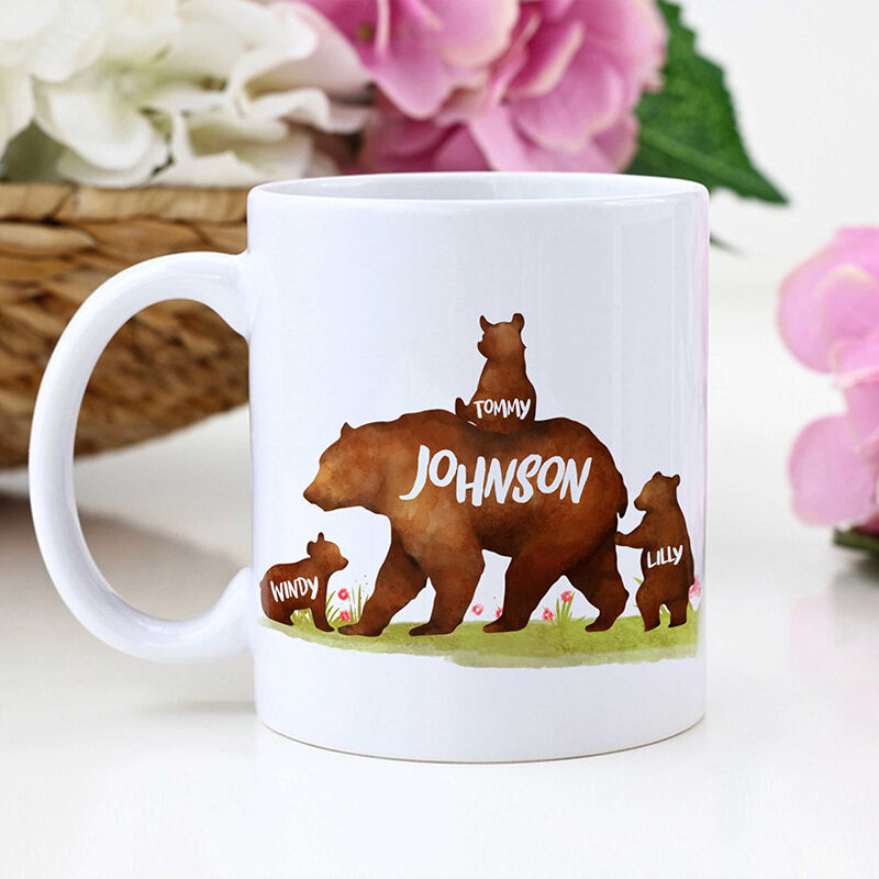 Tasse personnalisé avec un ours de la famille Cadeau pour une personne importante