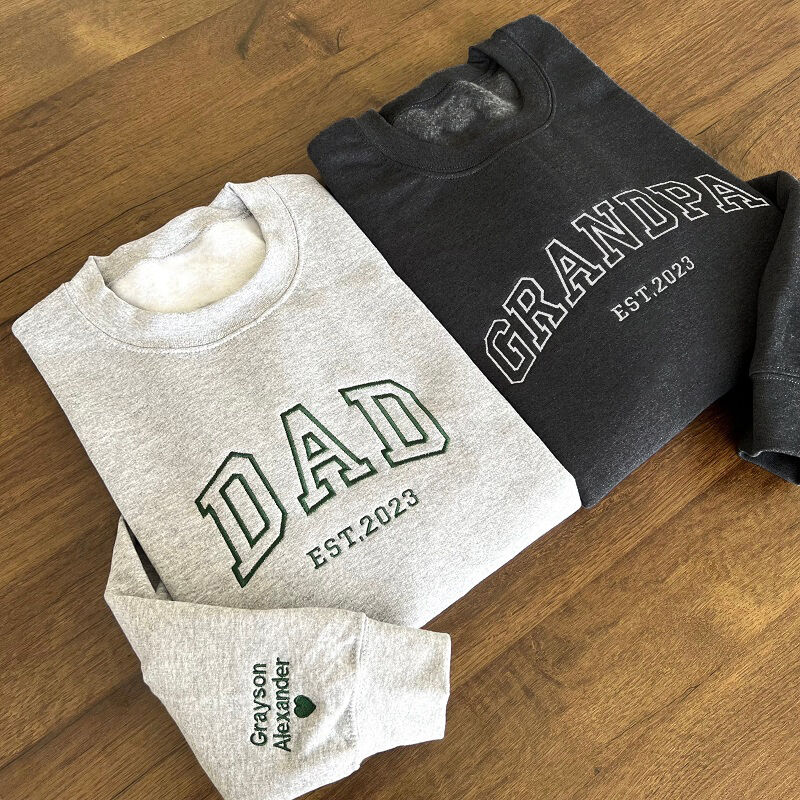 Personalized Sweatshirt Embroidered DAD with Custom Child's Names Unique Gift for Father's Day