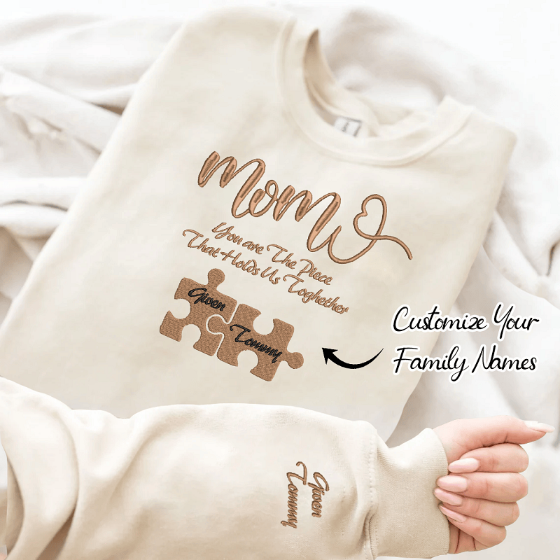 Personalisiertes Sweatshirt mit Stickerei Puzzles Du bist das Stück, das uns zusammenhält Warmes Geschenk für die Familie