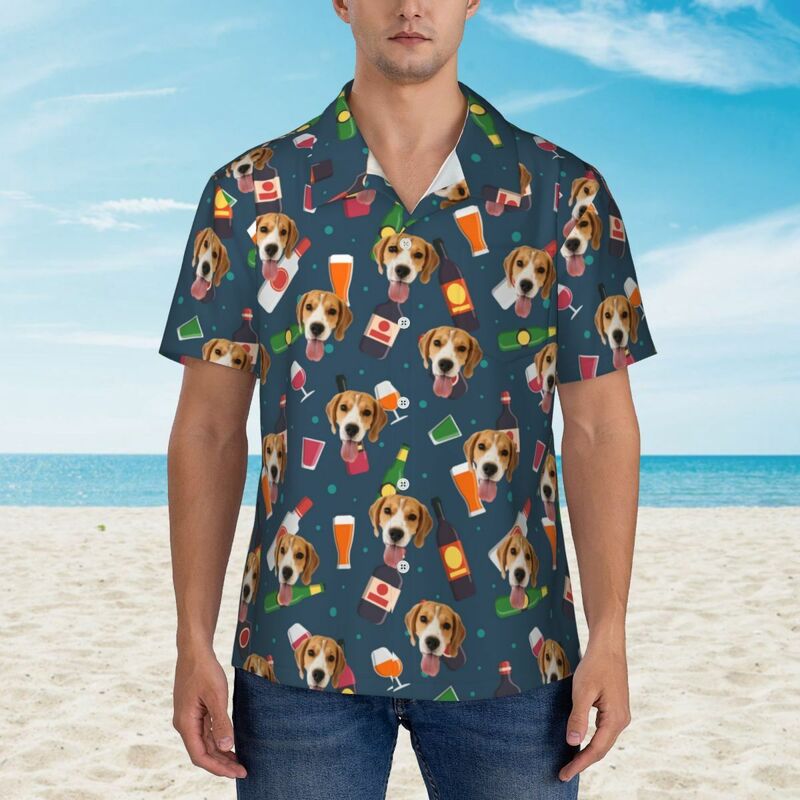 Camicie hawaiane personalizzate con stampa di succhi di frutta Aggiungi foto Camicie da vacanza per proprietari di animali domestici