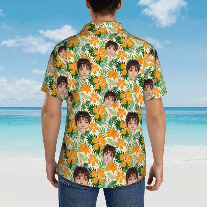 Camicie hawaiane personalizzate Design fiori e foglie Camicia da spiaggia