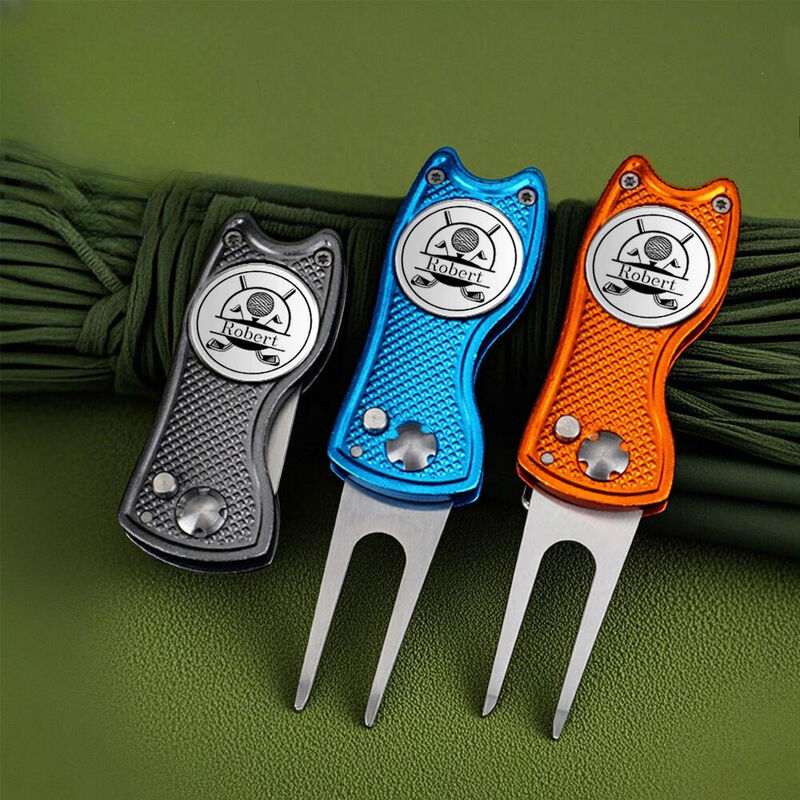 Personalized Golf Divot Repair Tool with Ball Marker Customized with Team Member Name for Golfers