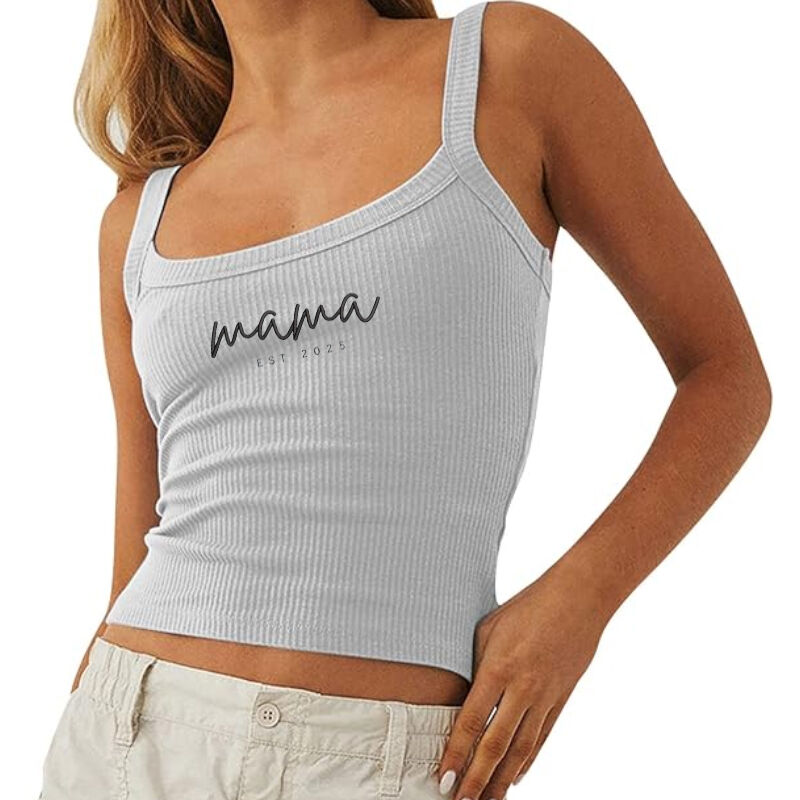 Personalized Tank Top Embroidered Camisole Mama Custom Date Simple Design Perfect Gift for Dear Mom