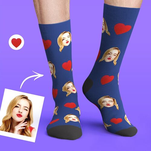 Individuelle Gesicht Foto Socken mit romantischen Herzen