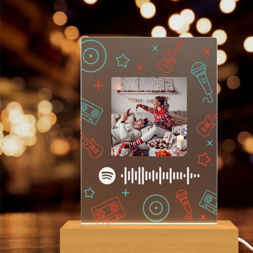 Spotify Plaque Song and Photo Lights Personalized Gift for Christmas