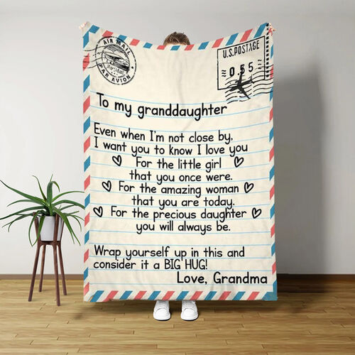 "My Little Girl"Personalized Love Letter Cozy Blanket to Grandaughter from Grandma