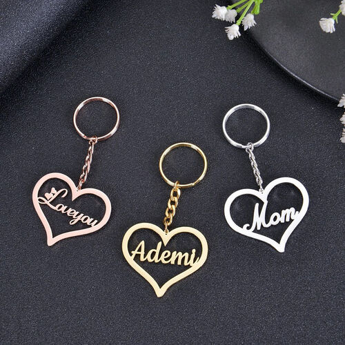 Personalized Heart Name Keychain for Her