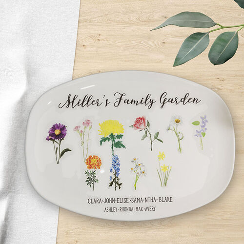 Custom Birthflower And Name Plate Beautiful Gift "Family Garden"
