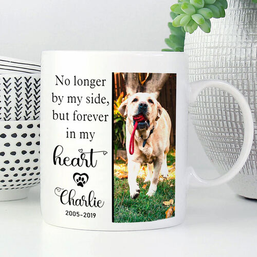 Custom Photo And Name Mug Memorial Gift for Pet Lover "Forever in My Heart"
