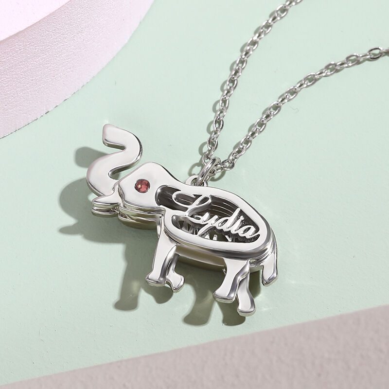 Elephant Personalized Necklace with Birthstone