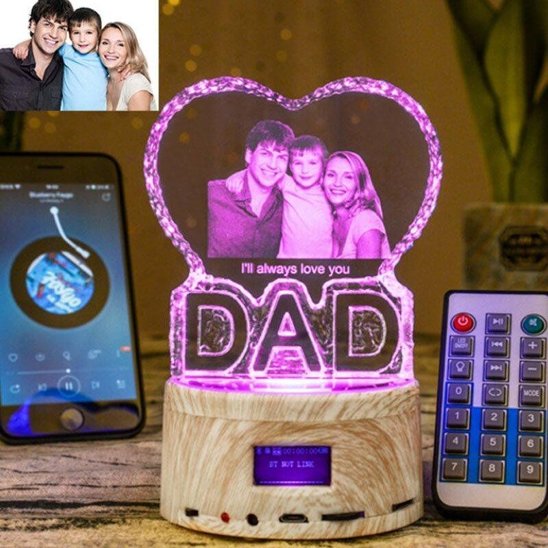 Personalized Photo Crystal Lamp Bluetooth Speaker - DAD