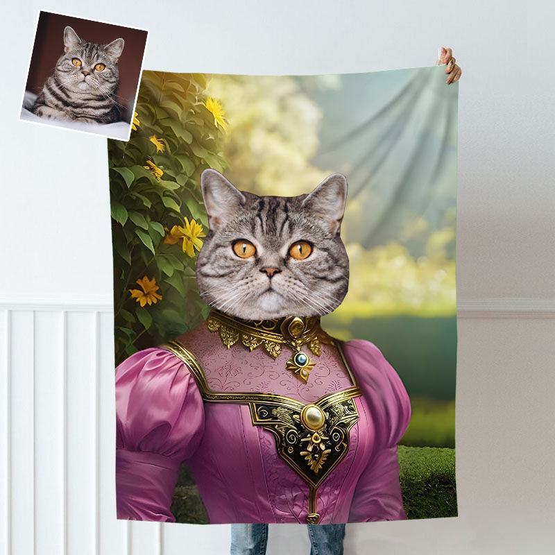Personalized Picture Blanket with Girl Pattern Under The Sun Beautiful Present for Pet Lover