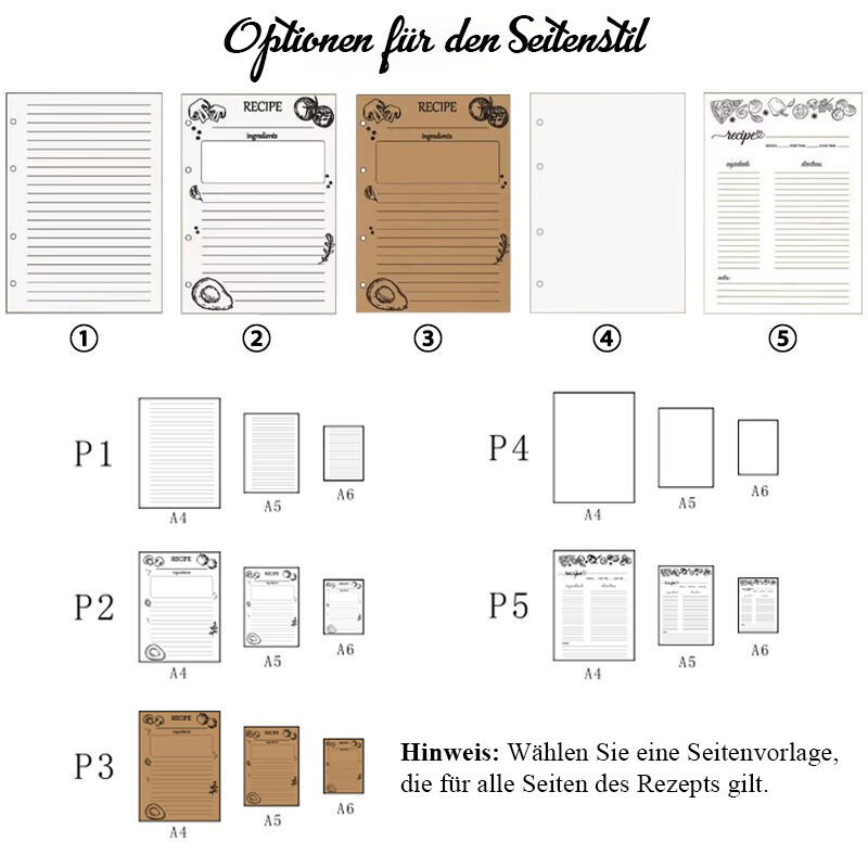Personalisiertes Rezeptbuch Custom Varied Ingredients Cover Design Geschenk für Mutter