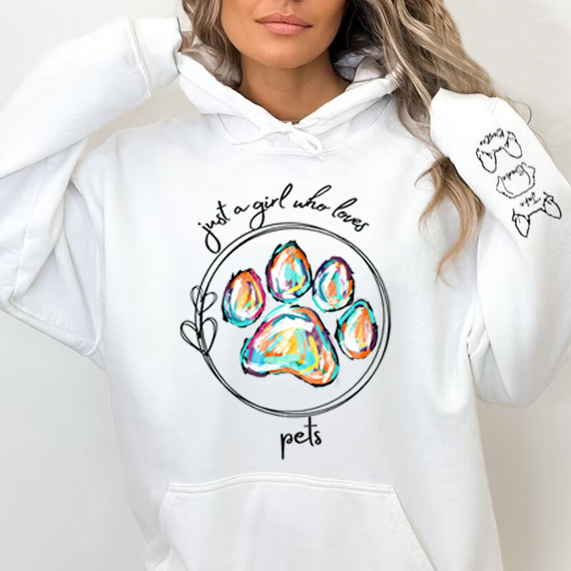 Gepersonaliseerde hoodie met kleurrijke pootafdruk en optioneel dierenkop ontwerp Cadeau voor dierenliefhebbers