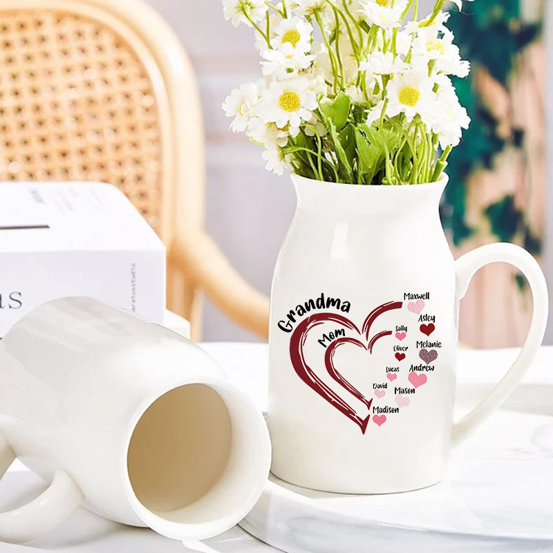 Vase à fleurs personnalisé avec un joli coeur Cadeau précieux pour la fête des mères
