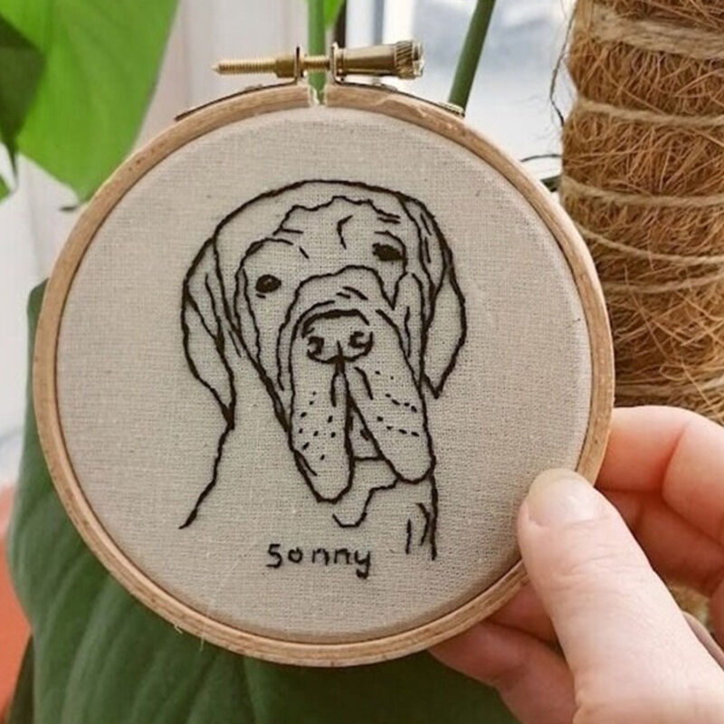 Cerceau de broderie personnalisé avec dessin d'animal de compagnie Décoration amusante pour les amis