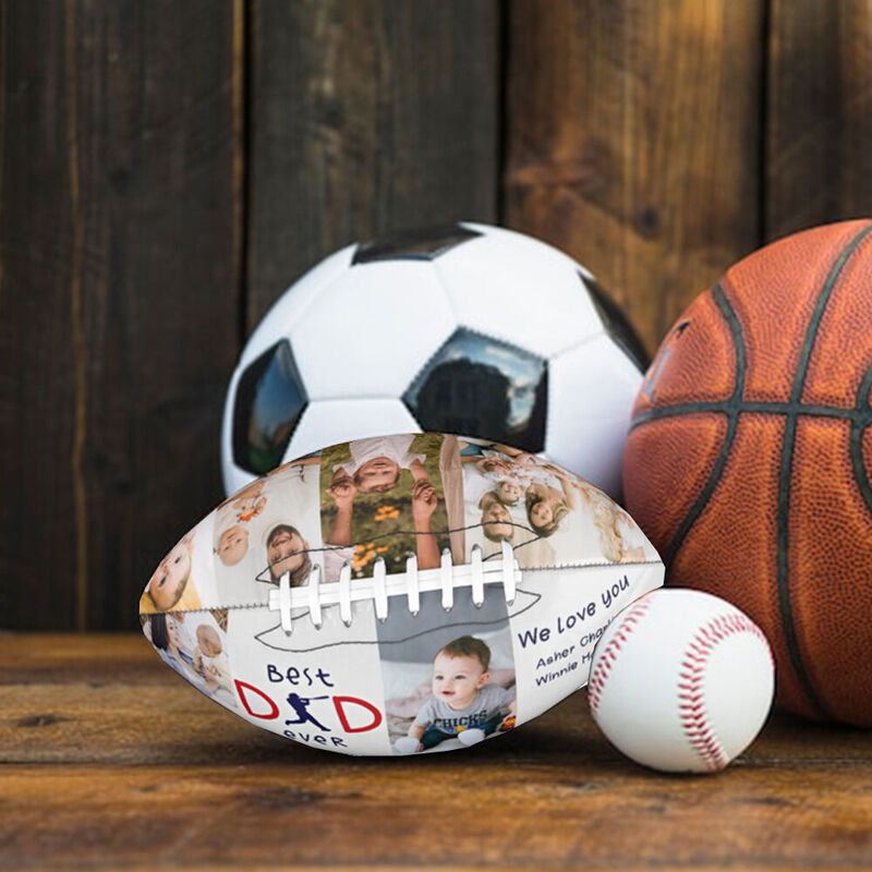 Ballon de football personnalisé avec photo ajoutée comme cadeau pour papa passionné de sport