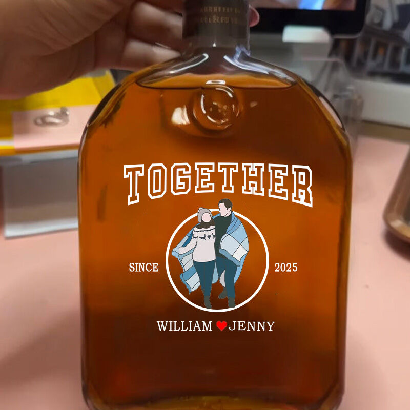 Personalized Picture Whiskey Bottle with Custom Name And Date Unique Present for Couples