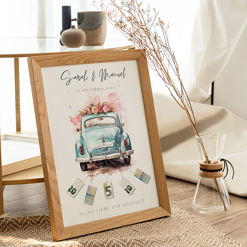 Personalisierter Rahmen Romantische Hochzeit Auto Individuelle Nachricht Kreative Geldgeschenk für die Braut und Bräutigam