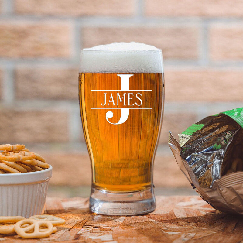 Bicchiere da birra con nome personalizzato e lettera Regalo semplice per papà