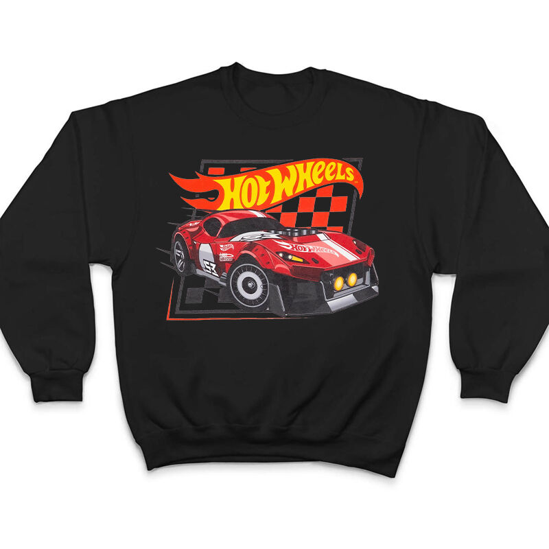 Personalized Sweatshirt Hot Wheels Red Cool Racing Car Pattern Design Perfect Gift for Car Lovers