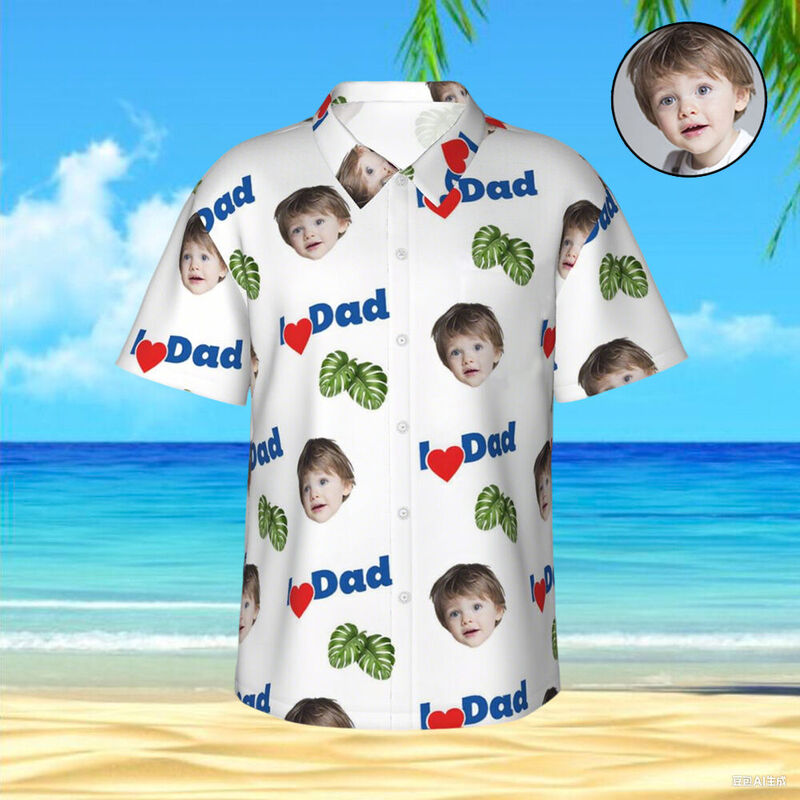 "I Heart Dad" Personalized Hawaiian Shirt Special Father's Day Gift for Dad