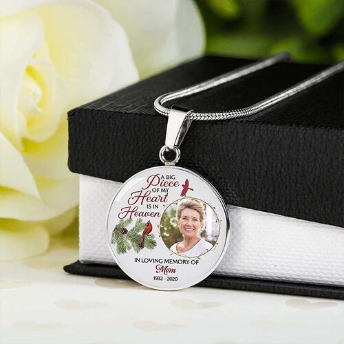 "A Big Piece of My Heart is in Heaven" Custom Photo Necklace