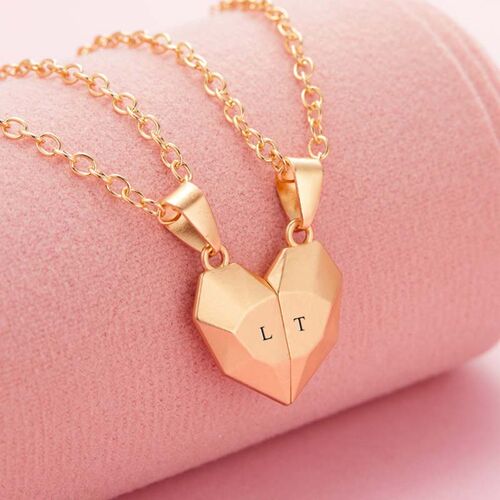 Personalized Engraved Matching Pendant Magnetic Couple Necklace