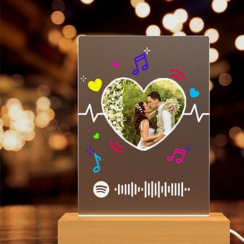 Lampada personalizzata con foto e codice spotify regalo per amore