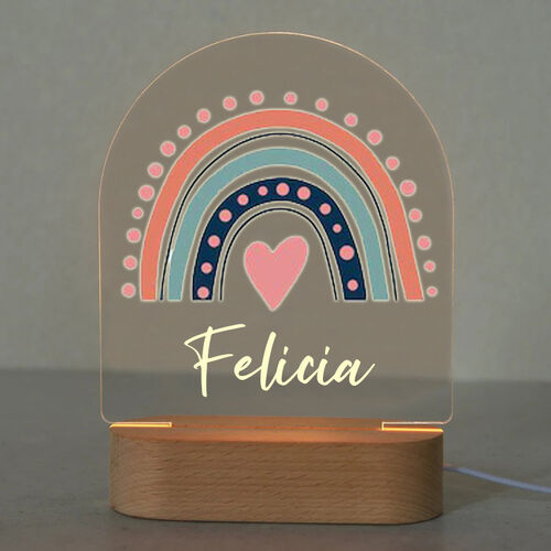 Personalisierte Holz Acryl Regenbogen Floral individuelle Name Lampe für Baby