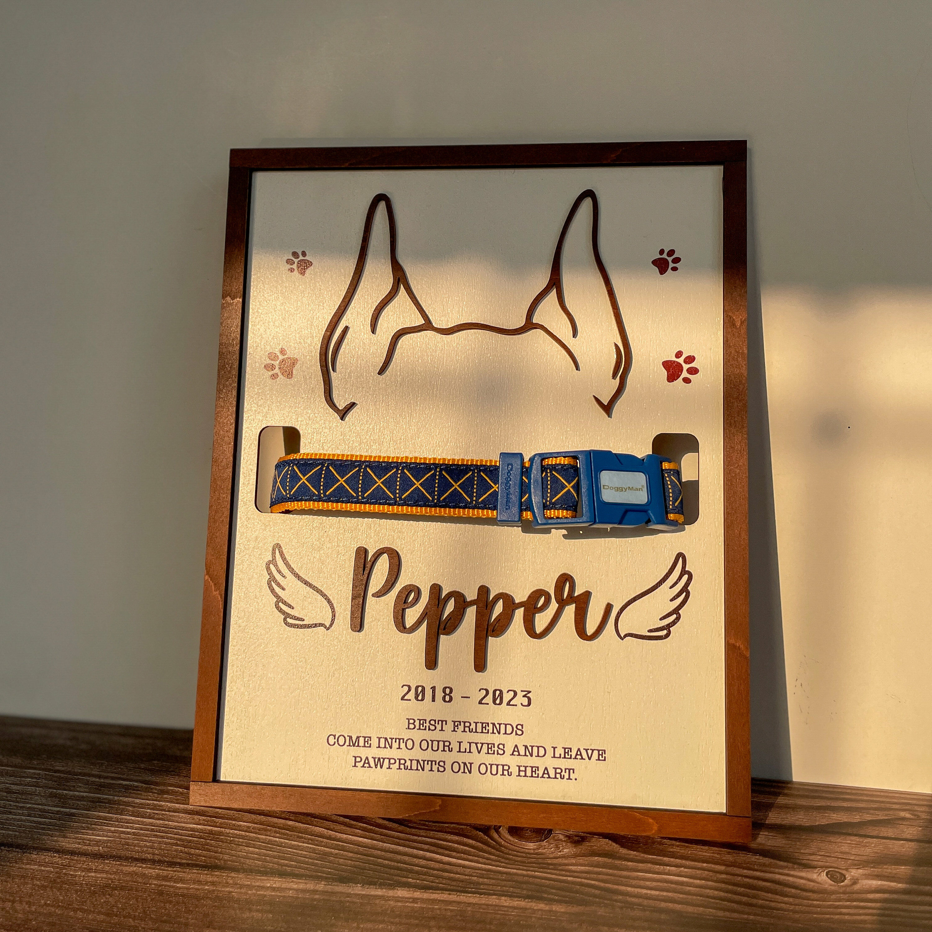 犬耳 名入れ フォト フレーム 木製