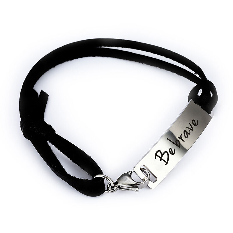 "Write Poems For Him" Personalized Bracelet For Men Stainless Steel and Weave
