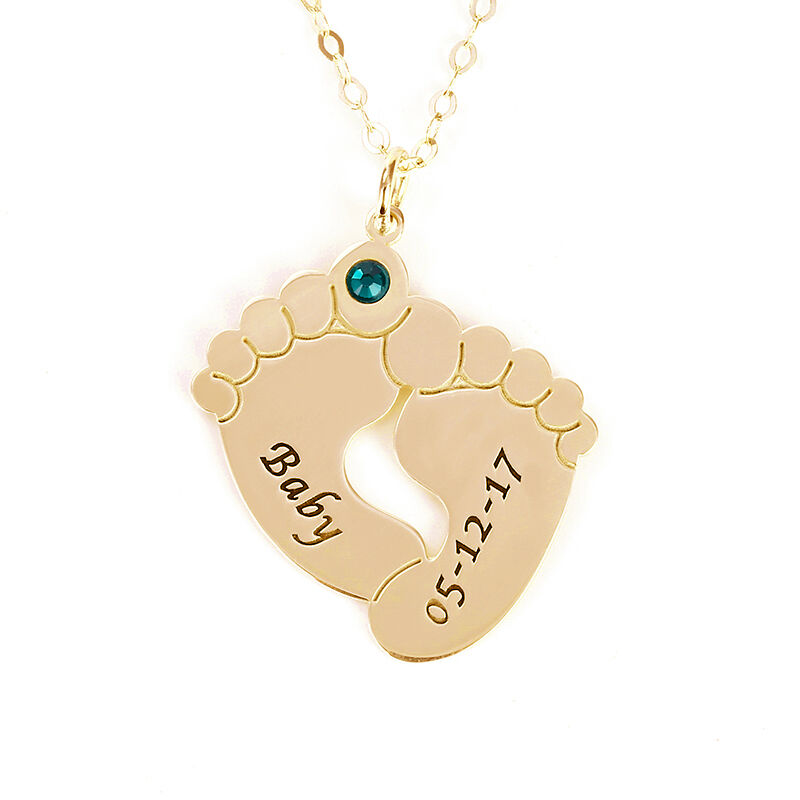 "My Baby" Personalized Foot Necklace with Birthstone
