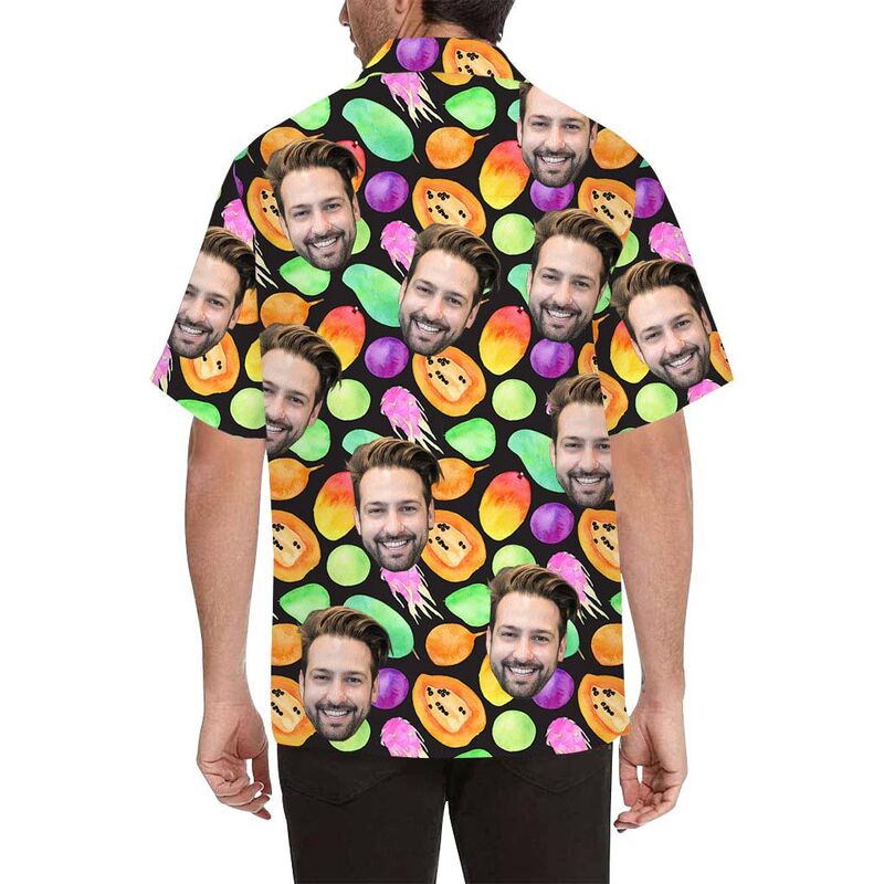Chemise hawaïenne à impression intégrale pour hommes Personnalisé Visage Fruit Collection