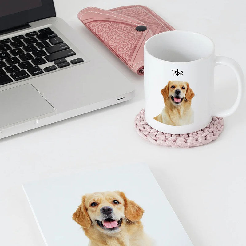 Custom Ceramic Mug with Cute Pet Portrait and Name for Pet Lover Gifts