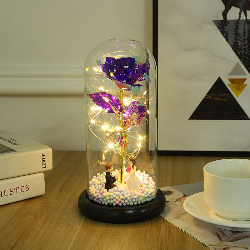 プリザーブドフラワー バラ 薔薇 ガラスドーム LEDライト付き プロポーズ プレゼント