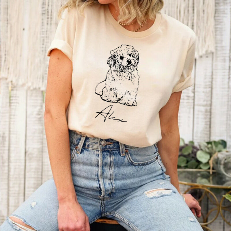 T-shirt personalizzata con disegno personalizzato di un animale domestico per la mamma amante degli animali domestici