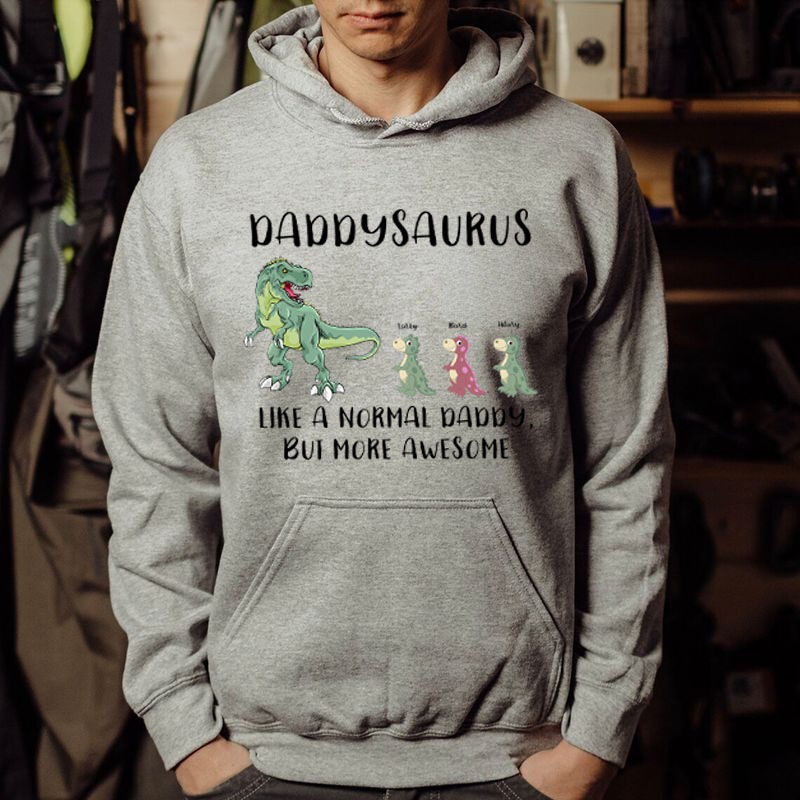Personalized Hoodie Colorful Dinosaurs with Custom name Interesting Gift for Dad