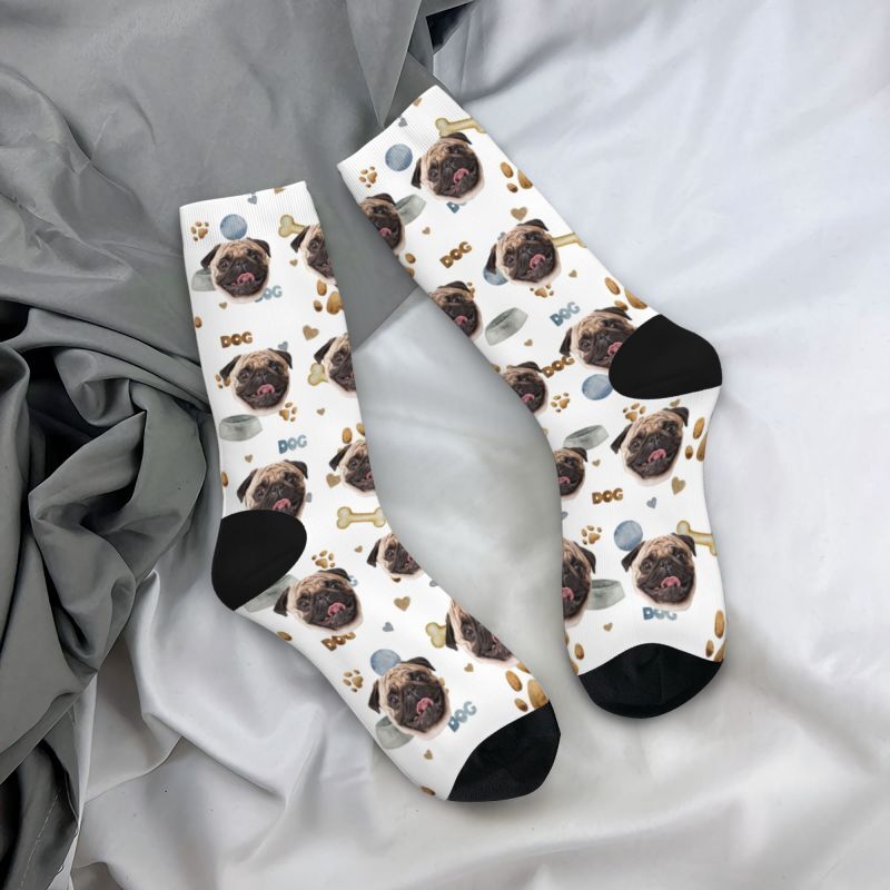 Personalisierte Socken mit Hundegesicht bedruckt für Haustierliebhaber