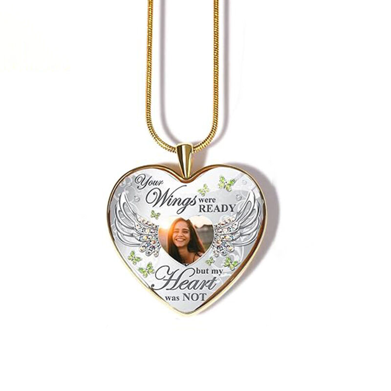 "Your Wings were ready" Personalized Memorial Photo Necklace