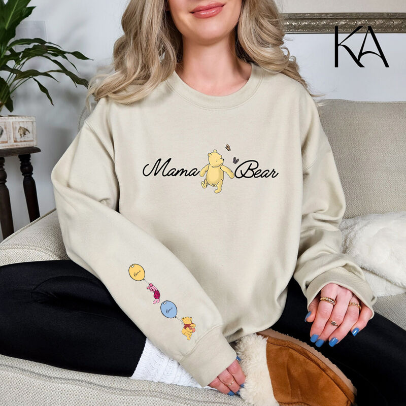 Sweatshirt personnalisé Maman Ours avec motifs de dessins animés en option Cadeau adorable pour la fête des mères