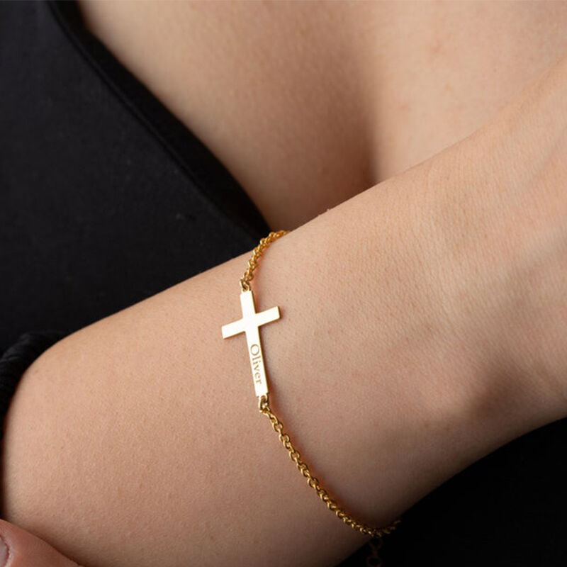 Gepersonaliseerde Kruis Naam Armband Eenvoudig Cadeau Voor Vrienden