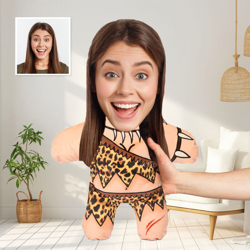 Oreiller de visage personnalisé Oreiller de visage Cavegirl Coussin créatif pour elle