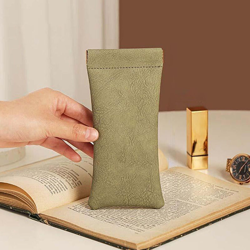 Customized Glasses Storage Bag Soft Leather Makeup Brush Bag Birthday Gift for Friends