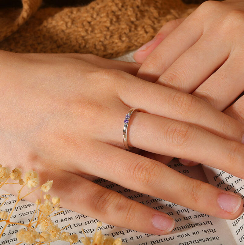 Bague personnalisée à 2 pierres de naissance Cadeau exquis pour la fête des mères