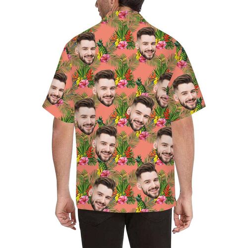 Custom Face Summer Plants and Fruits Men's All Over Print Hawaiian Shirt