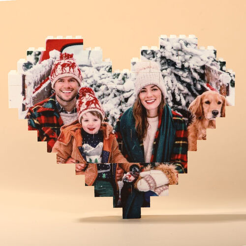 Rompecabezas personalizado de bloques para amor de fotos en forma de corazón
